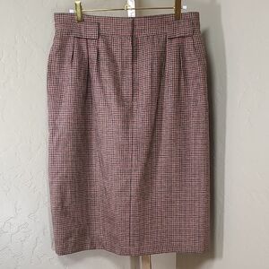Jason Prescott Vintage Houndstooth Classic Checkered Skirt 100% Pure Wool‎ 14P